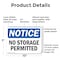 Signmission No Storage Permitted, 10 in W x Rectangle, Plastic OS-2PACK-NS-P-710-L-14867 - alternate 4